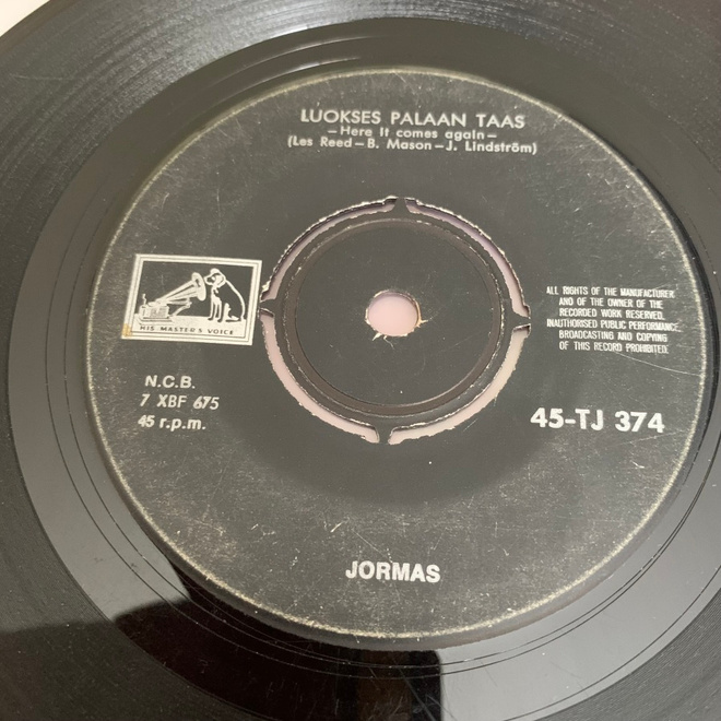 JORMAS: Luokses palaan taas * Riski Riitta *FIN 1967