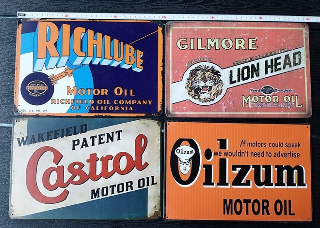 Motor Oil kylttejä 4 kpl koko 30 x 20 cm mm. Castrol