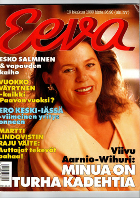 Eeva n:o 10 1990 Viivu. Anita. Pirkko. Esko. Vuokko. Kyra.