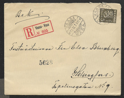 Postil. - Yl.m. 3,50 R (LAPE 154) Vaasa 13.9.1930