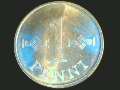 1 PENNI 1973 ALUMIINIA UNC KL.9. RAHAPAJAN RULLASTA