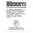 1971-72 Williams #67 Harri Linnonmaa Suomi  HIFK - pikkukuva 2