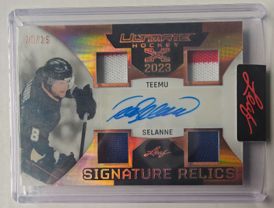 Teemu Selänne 2023 Leaf Ultimate Signature Relics /25