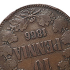 10 Penniä 1866 - Variantti 1.6 Päällelyönti - harvinainen!!! - pikkukuva 3