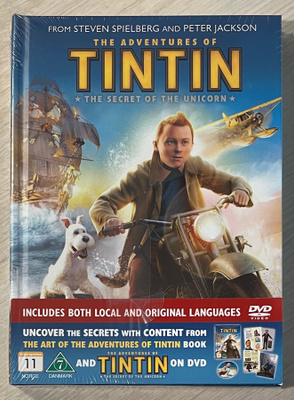 Tintin seikkailut: Yksisarvisen salaisuus (DVD + Kirja) UUSI