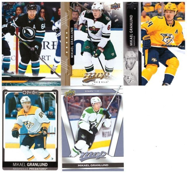 5 x MIAKEL GRANLUND Wild, Stars, Predators, Sharks