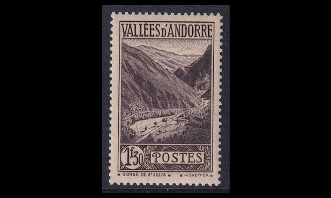Andorra Fr 78 ** Maisema rotko 1.30 Fr (1941)