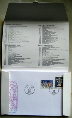 FDC lajitelma  Kaikki 1992 vuoden viralliset kuoret