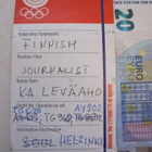 Seoul 1988 Olympia Lentoyhtiön Laukkulappu Suomen Toimittaja - pikkukuva 1