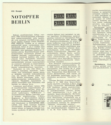 Lehtiartikkeli Notopfer Berlin -merkistä