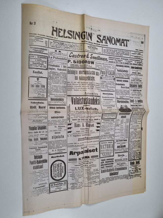 Helsingin sanomat 25.1.1907 (näköispainos)