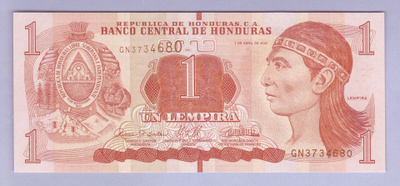 Honduras 1 Lempira v.2022 UNC P-96