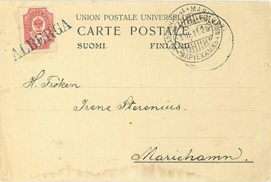ALBERGA - asemaleima kortilla Maarianhaminaan 1911