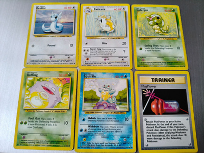 6x Pokemon base set kortit (4th print)