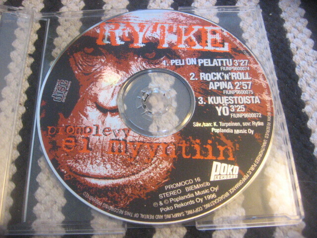 Rytke - Peli on pelattu (promo cds)