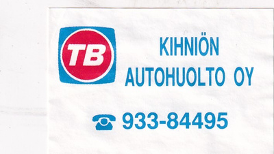 Kihniö. Kihniön Autohuolto Oy , TB,    s10/3