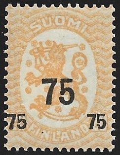 1919 M-17 Saarinen lisäpainama 75/20 p keltainen ** LaPe 88