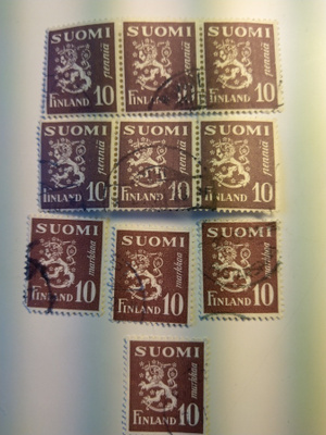 Malli 1930 Leijona ruskehtavanlila postimerkki 10 markka