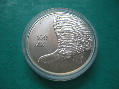 100 mk hopea juhlaraha Aino Ackte - 2001