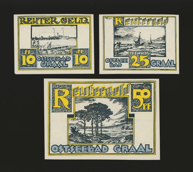 Saksa Notgeld 10, 25, 50 Pfg, Graal 1922