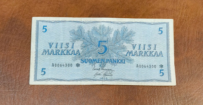 5 markkaa v. 1963 ilman litt A-tähti, vain 102 000kpl