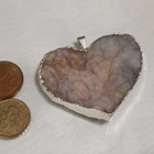 ISO Raakakivi akaatti kivi sydän riipus silver plated - pikkukuva 3