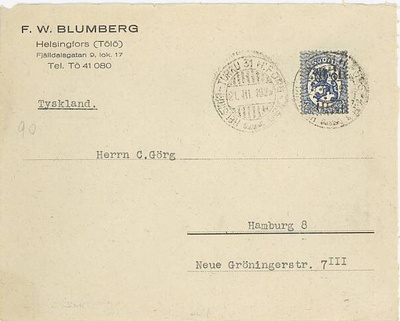 Firmakuori F.W.BLUMBERG (TÖLÖ) kirje Saksaan -26