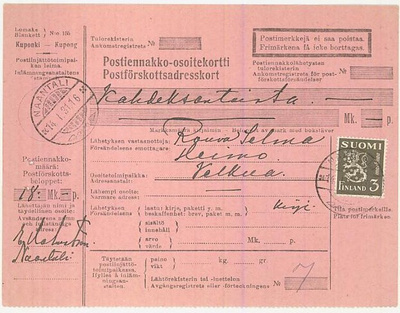 1930 3mk oliivi leijona postiennakkkokirjeellä