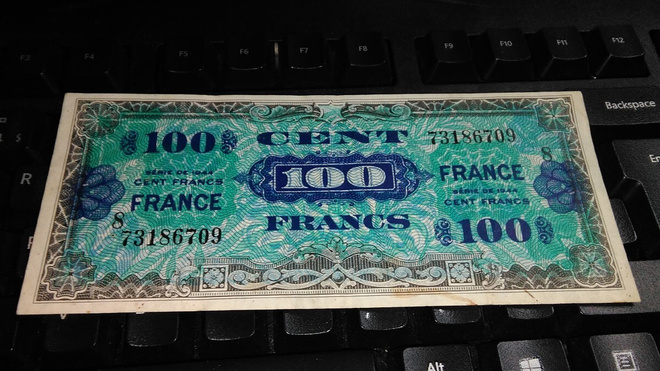 France Ranska 100 Francs 1944 Military VF+