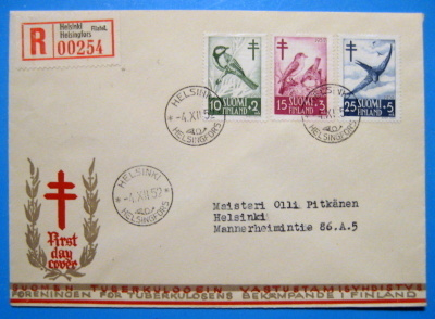 FDC-TUB 4.12.1952 Lape hinta 22.00e (81)