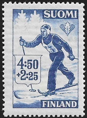 1945 Urheilumerkkejä Hiihto 4:50 + 2:25 mk ** LaPe 289