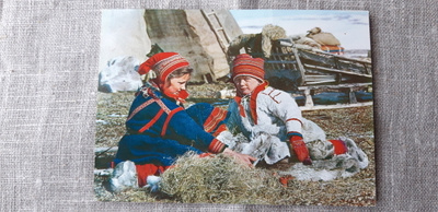 Vanha Paperitaide kortti, Lappi kortti, nuoria lappalaisia