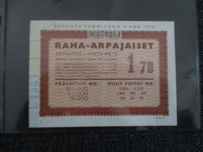 RAHA ARPA VUODELTA 1970. (K15-S87)