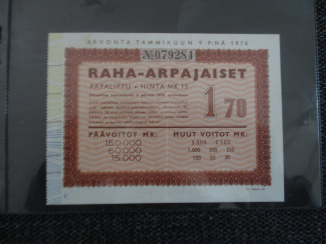 RAHA ARPA VUODELTA 1970. (K15-S87)