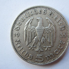Natsi-Saksa 5 Reichsmark 1935 D Hindenburg hopeaa - pikkukuva 2