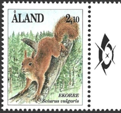 Åland 1991 Nisäkkäitä 2,10 mk välilöpari logo ** LaPe 045