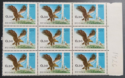 Luonnonsuojelupostimerkki 1970, 9 kpl:n arkinpala, postituor