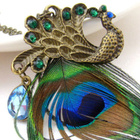 774 .. Upea Blue Eyes Peacock Pitkä .. Kaulakoru - pikkukuva 2