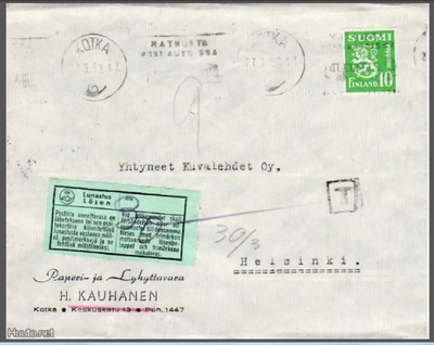 FIRMAKUORI KOTKA H.KAUHANEN T-LEIMA JA LUNASTUS