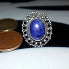 Vintage Hopea lapis lazuli kivi sormus  925 - pikkukuva 2