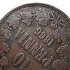 10 Penniä 1866 - Variantti 1.6 Päällelyönti - harvinainen... - pikkukuva 3