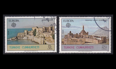Turkki 2443-4 o Europa vanhoja rakennuksia (1978)
