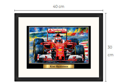 Uusi Kimi Räikkönen F1 art print kehystetty 30 cm x 40 cm