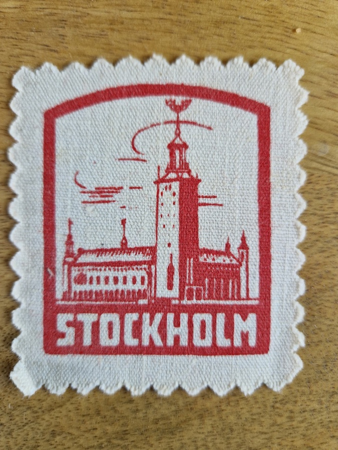 Stockholm Tukholma vintage kangasmerkki