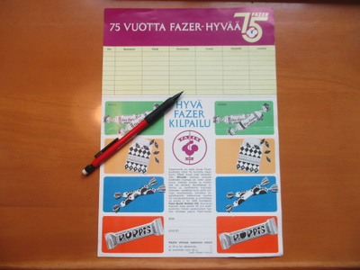 Lukujärjestys Fazer 75v 1966 v.