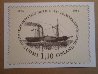 KULKEMATON POSTIMERKKINÄYTTELY NORDIA 1981 MAINOSKORTTI