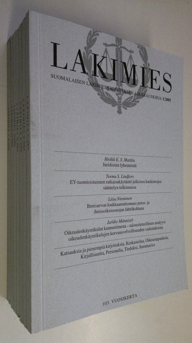Lakimies vuosikerta 2005 (7 lehteä) : Suomalaisen lakimie...