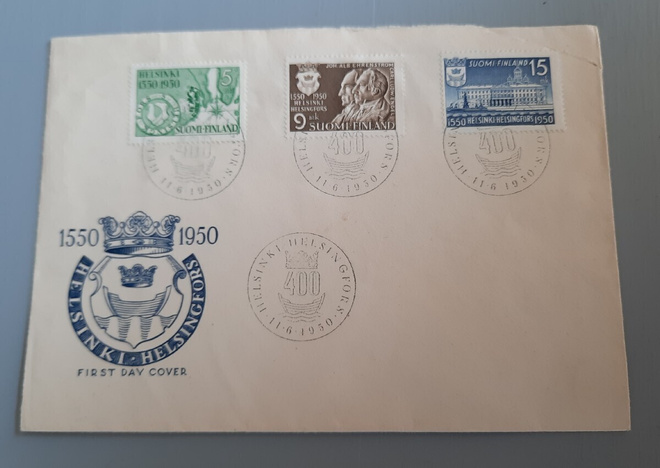 FDC Suomi Helsinki 1950 EL, teemakuori  blanco