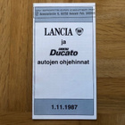 Hinnasto Lancia ja Fiat Ducato 1987/1988 - pikkukuva 1