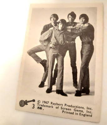 Monkees purkkakuvat 1967 koko sarja mustavalkoinen